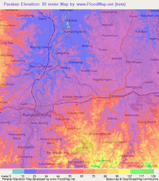 Parakan,Indonesia Elevation Map