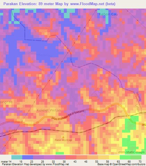 Parakan,Indonesia Elevation Map