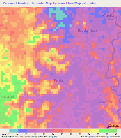 Parakan,Indonesia Elevation Map