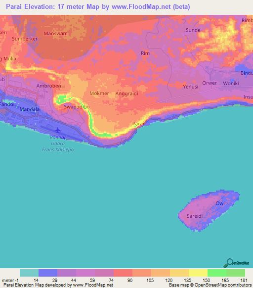 Parai,Indonesia Elevation Map