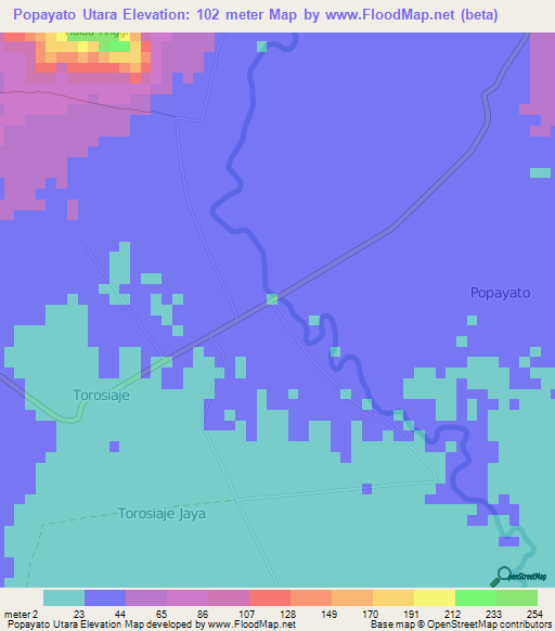 Popayato Utara,Indonesia Elevation Map