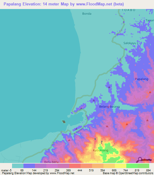 Papalang,Indonesia Elevation Map