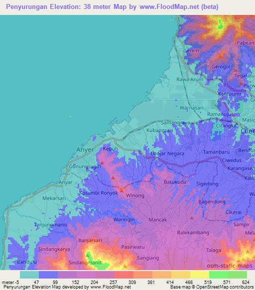 Penyurungan,Indonesia Elevation Map