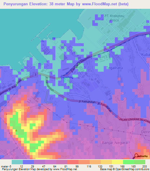 Penyurungan,Indonesia Elevation Map