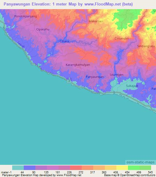 Panyawungan,Indonesia Elevation Map