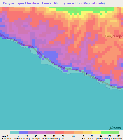 Panyawungan,Indonesia Elevation Map