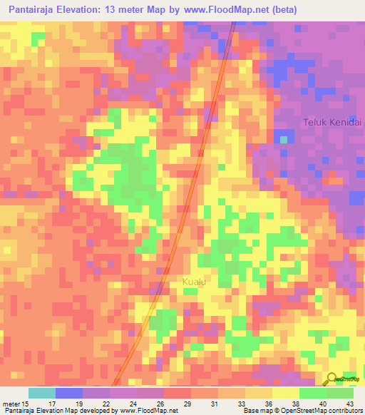 Pantairaja,Indonesia Elevation Map