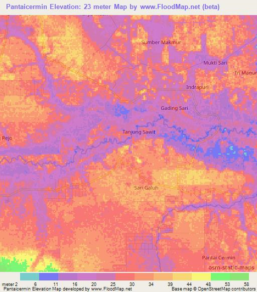 Pantaicermin,Indonesia Elevation Map