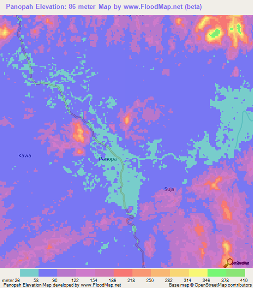 Panopah,Indonesia Elevation Map