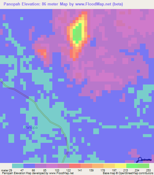 Panopah,Indonesia Elevation Map