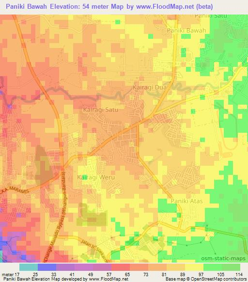 Paniki Bawah,Indonesia Elevation Map
