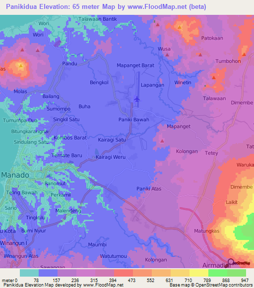 Panikidua,Indonesia Elevation Map