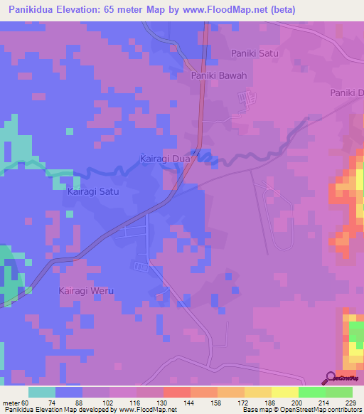 Panikidua,Indonesia Elevation Map