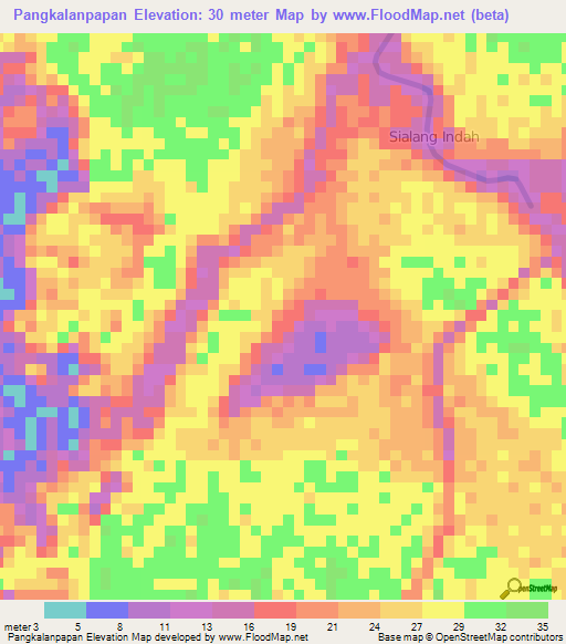 Pangkalanpapan,Indonesia Elevation Map