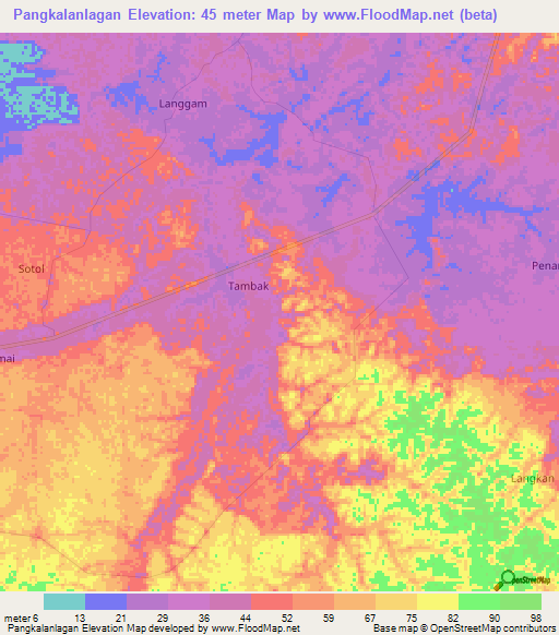 Pangkalanlagan,Indonesia Elevation Map