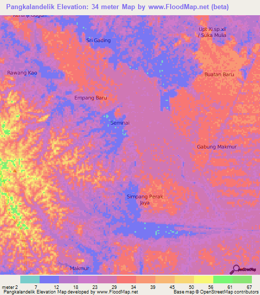 Pangkalandelik,Indonesia Elevation Map