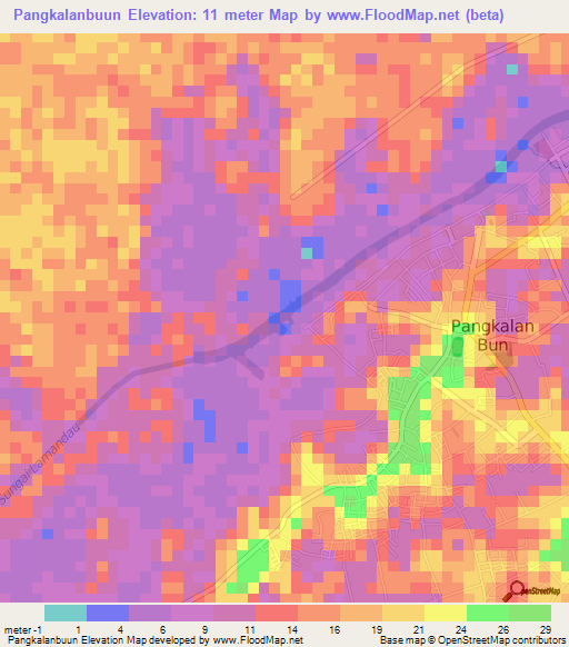 Pangkalanbuun,Indonesia Elevation Map