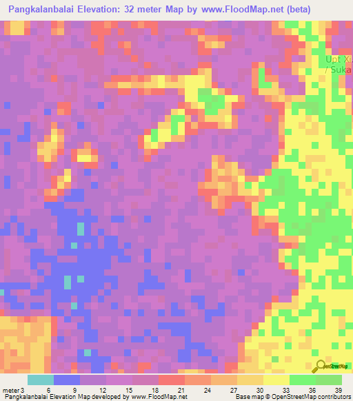 Pangkalanbalai,Indonesia Elevation Map