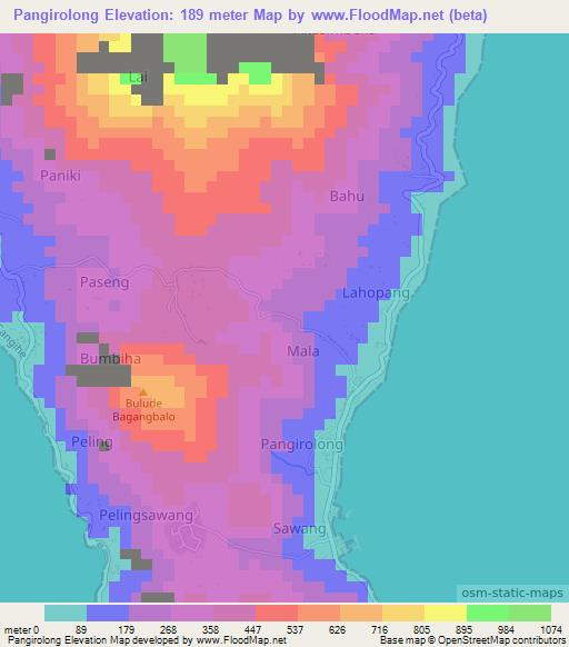 Pangirolong,Indonesia Elevation Map