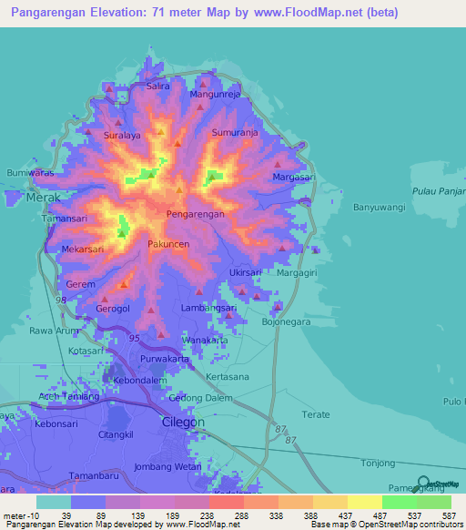 Pangarengan,Indonesia Elevation Map