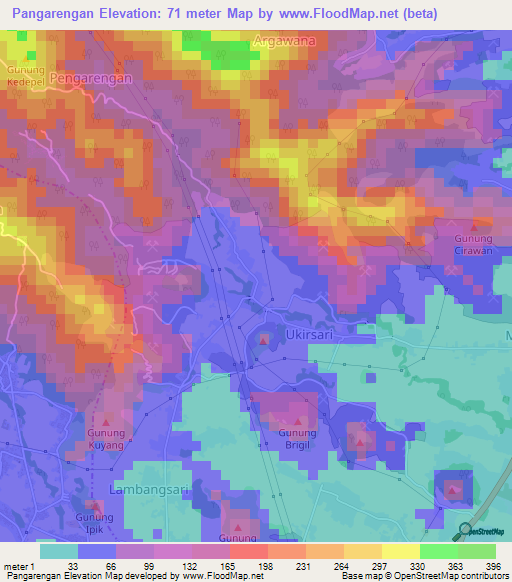 Pangarengan,Indonesia Elevation Map