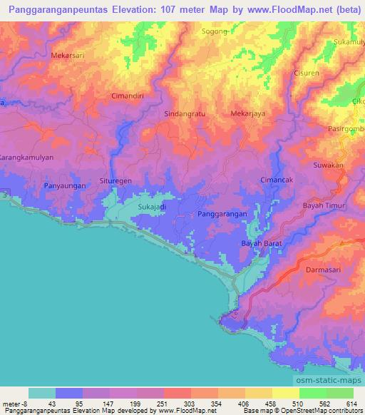 Panggaranganpeuntas,Indonesia Elevation Map