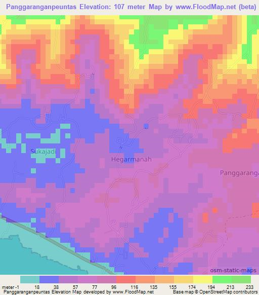 Panggaranganpeuntas,Indonesia Elevation Map