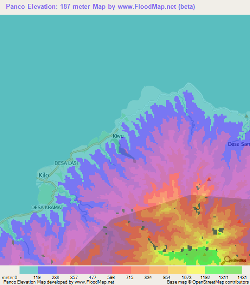 Panco,Indonesia Elevation Map