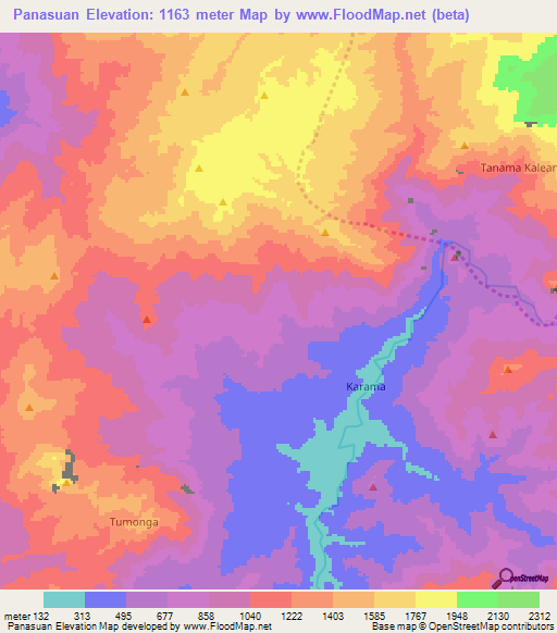 Panasuan,Indonesia Elevation Map