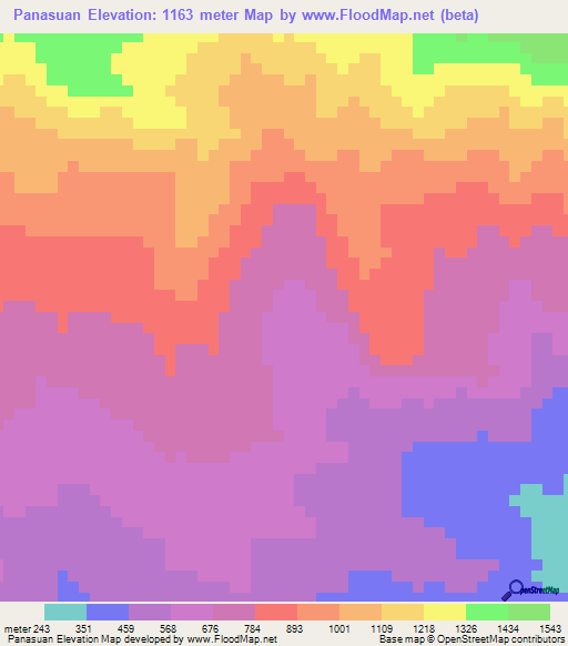 Panasuan,Indonesia Elevation Map