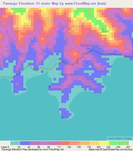 Panango,Indonesia Elevation Map