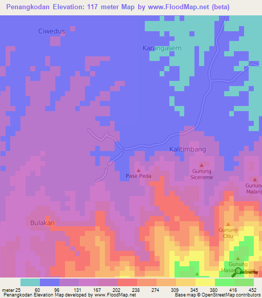 Penangkodan,Indonesia Elevation Map