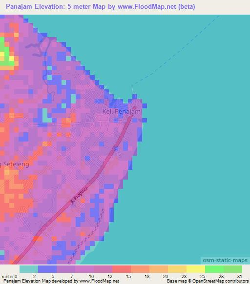 Panajam,Indonesia Elevation Map