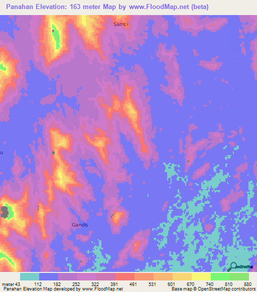 Panahan,Indonesia Elevation Map