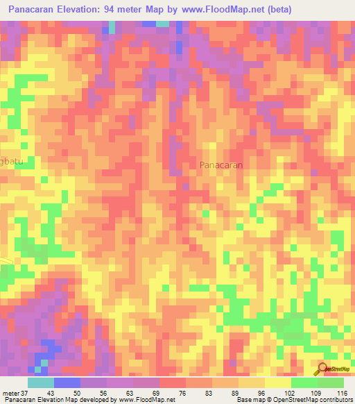 Panacaran,Indonesia Elevation Map