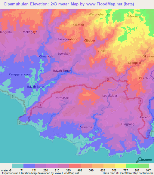 Cipamuhulan,Indonesia Elevation Map