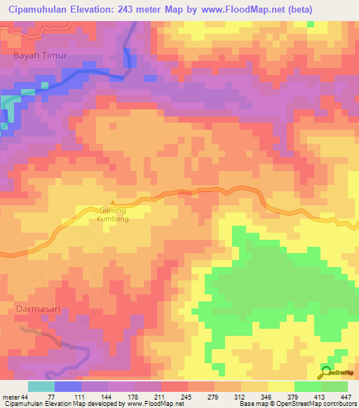 Cipamuhulan,Indonesia Elevation Map