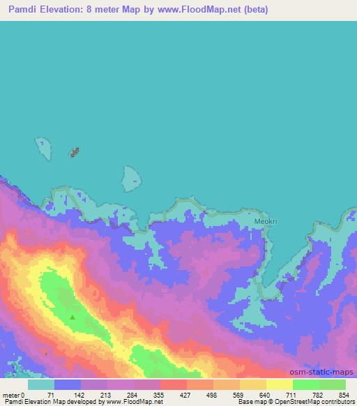 Pamdi,Indonesia Elevation Map