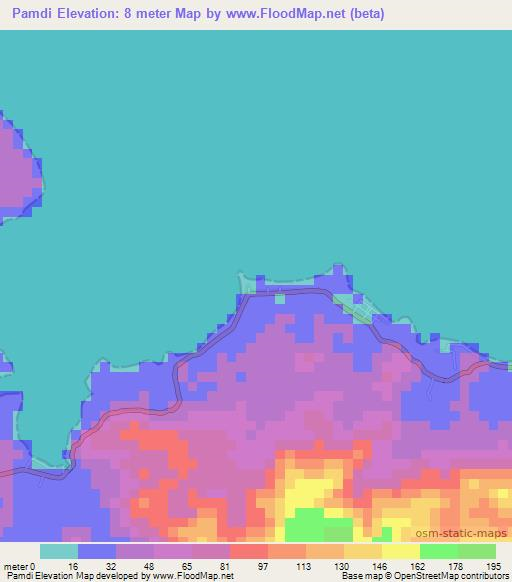 Pamdi,Indonesia Elevation Map