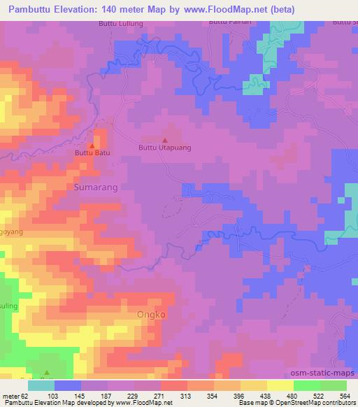 Pambuttu,Indonesia Elevation Map