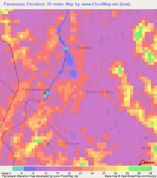 Pamarayan,Indonesia Elevation Map