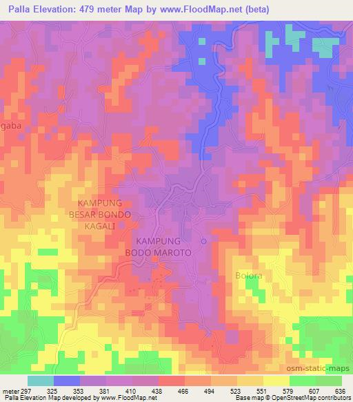 Palla,Indonesia Elevation Map