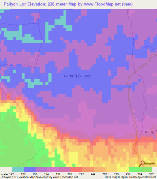 Paliyan Lor,Indonesia Elevation Map