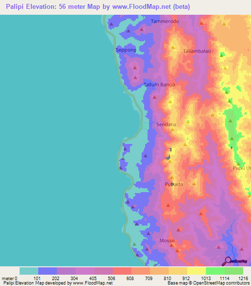 Palipi,Indonesia Elevation Map