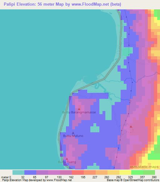 Palipi,Indonesia Elevation Map