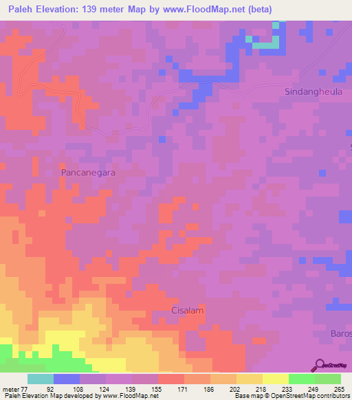 Paleh,Indonesia Elevation Map