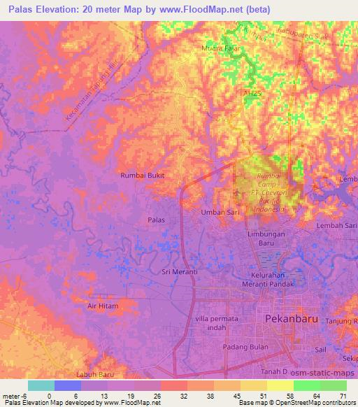 Palas,Indonesia Elevation Map