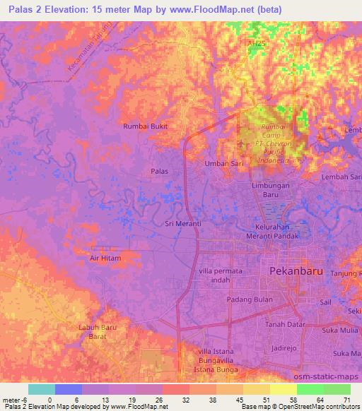 Palas 2,Indonesia Elevation Map