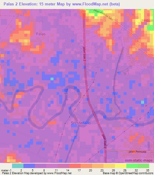 Palas 2,Indonesia Elevation Map