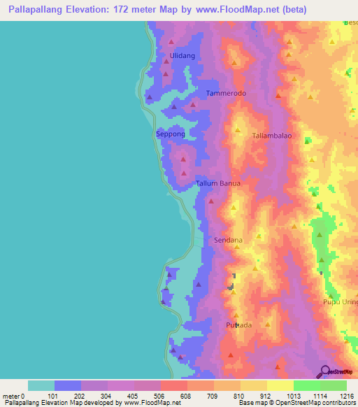 Pallapallang,Indonesia Elevation Map